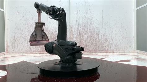 industrial robot continuously sweeps blood